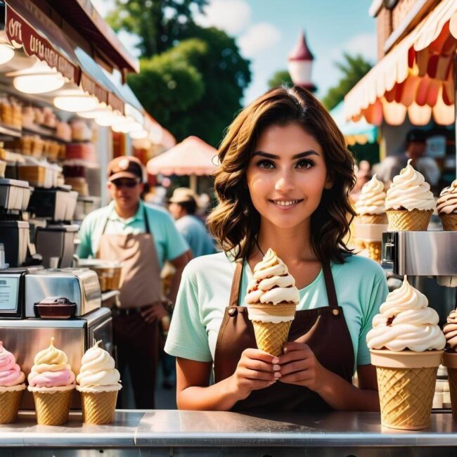 Praca na lodach w budce